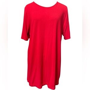 J. Jill Wearever Collection Red Long Tunic Elbow Length Sleeves Side Split Large